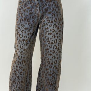 The Style Studio Jeans Παντελόνι με Βελούδινο Leopard Print